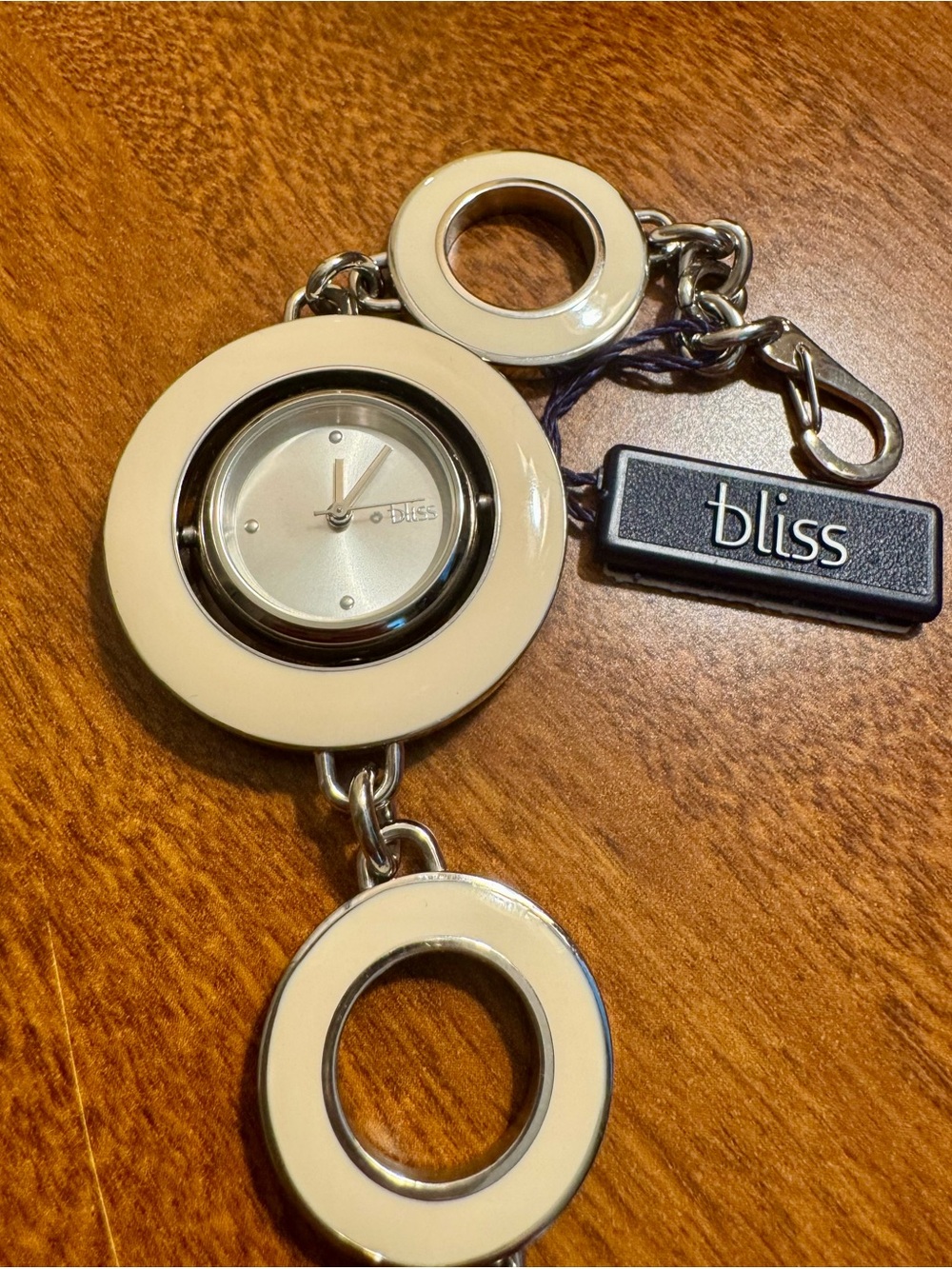 NWT Italian BLISS Gioielli White and Black Double-Sided Reversible Watch-unique!